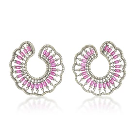 Ruby and Diamond Fan Earrings