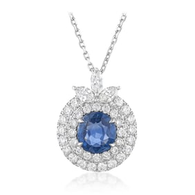 2.84-Carat Burmese Unheated Sapphire and Diamond Pendant Necklace, AGL Certified