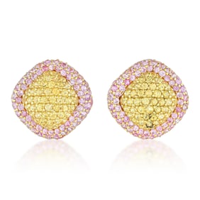 Yellow and Pink Sapphire Earrings