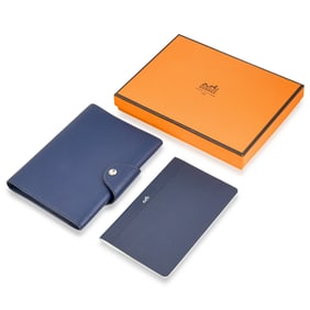 Hermes Ulysse Trifold Notebook ? Blue Calfskin, with Box