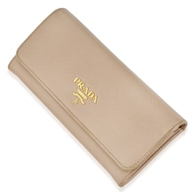 Prada Saffiano Bi-Color Metal Continental Flap Travel Wallet, with Box