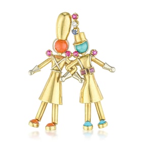 Yaeche Freres Multigemstone Marching Band Pin
