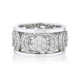 Flower Motif Diamond Wide Band