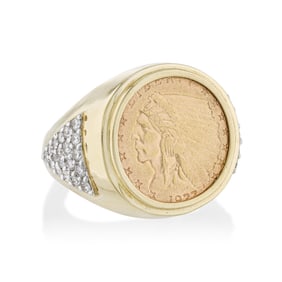 Men's Diamond Coin Ring