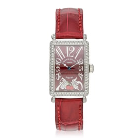 Franck Muller Long Island Sakura in 18K white Gold with Diamonds