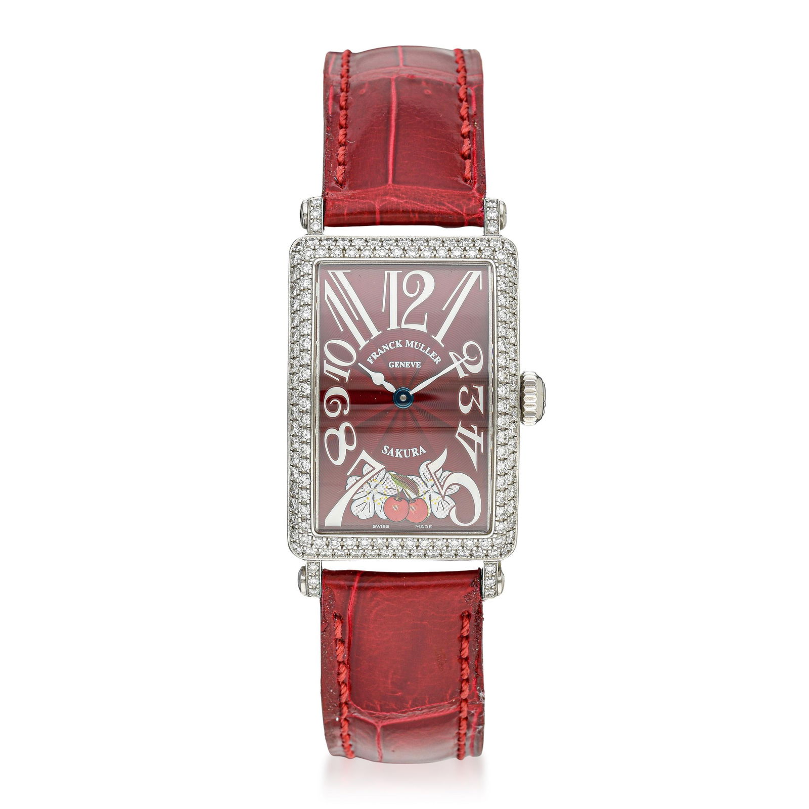 Franck Muller Long Island Sakura in 18K white Gold with Diamonds