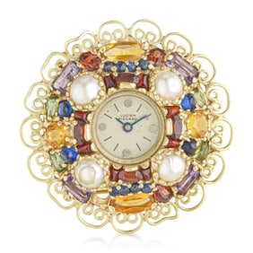 Lucien Piccard Brooch Watch in 14K Gold