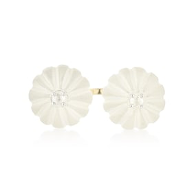 Carved Rock Crystal and Diamond Between the Finger Ring