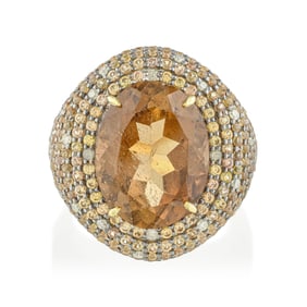 Imperial Topaz Orange Sapphire and Diamond Ring
