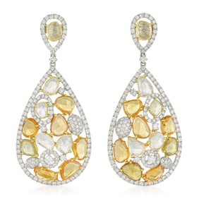 Multicolor Sapphire and Diamond Drop Earrings