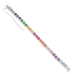 Multi Color Sapphire and Diamond Bracelet