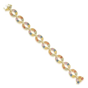 Multicolor Sapphire and Diamond Link Bracelet