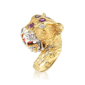 Tiger Head Enamel Ring