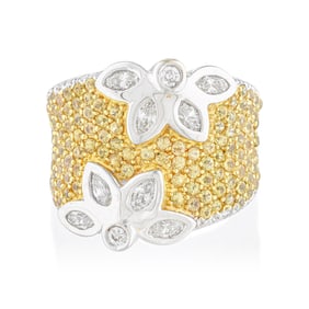 Yellow Sapphire and Diamond Ring