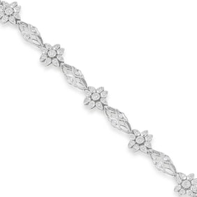 Diamond Flower Link Bracelet