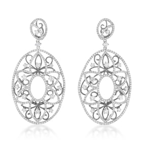 Diamond Openwork Oval Drop Earrings
