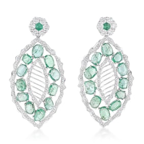 Emerald and Diamond Drop Earrings