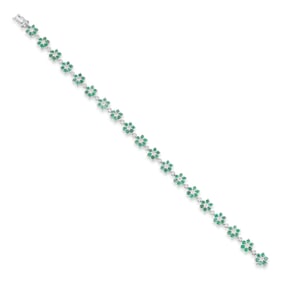 Emerald and Diamond Flower Motif Bracelet