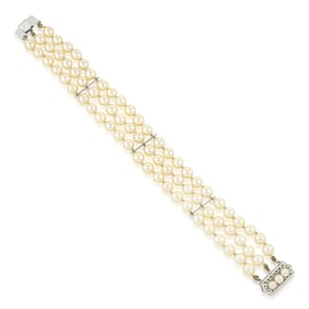 Akoya Cultured Pearl Triple Strand Bracelet, GIA Certified