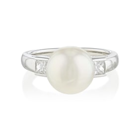 Mikimoto Pearl and Diamond Ring