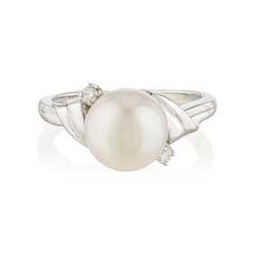 Mikimoto Pearl and Diamond Ring