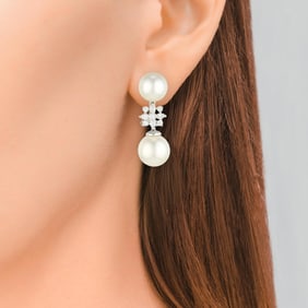 Pearl and Diamond Earrings