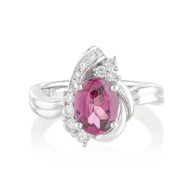 Pink Garnet and Diamond Ring