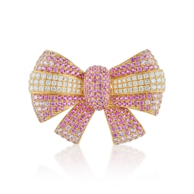 Pink Sapphire and Diamond Bow Ring
