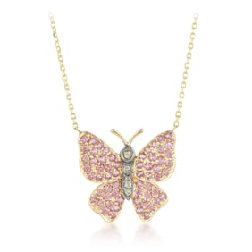 Ruby and Diamond Butterfly Necklace
