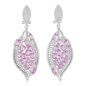 Pink Sapphire and Diamond Earrings