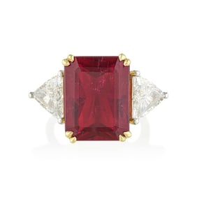 10.86-Carat Rubellite and Diamond Ring, AGL Certified
