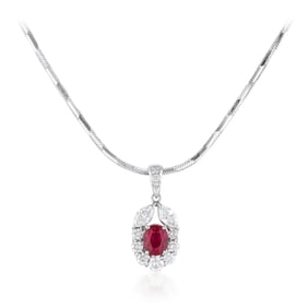 Ruby and Diamond Pendant/ Necklace