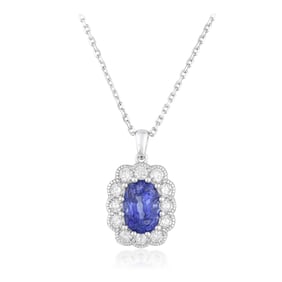 3.81-Carat Burmese Unheated Sapphire and Diamond Pendant Necklace, AGL Certified