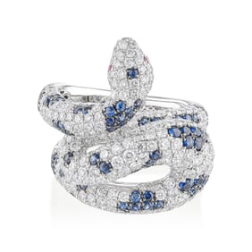 Sapphire and Diamond Snake Ring