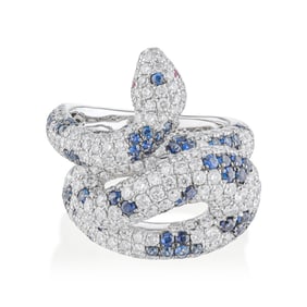 Sapphire and Diamond Snake Ring