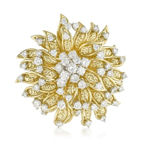 Vintage Diamond Flower Brooch