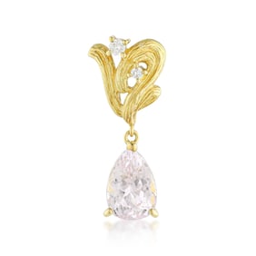 Vintage Kunzite and Diamond Pendant