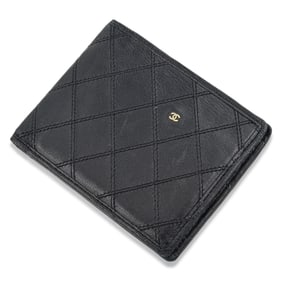 Chanel Black Lambskin Bicolore Bifold Wallet