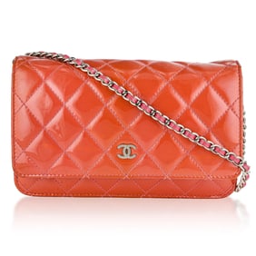 Chanel Quilted Patent Leather Wallet-on-Chain Clutch Bag