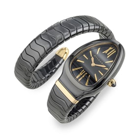 Bulgari Serpenti Spiga in Black DLC Steel and 18K Rose Gold