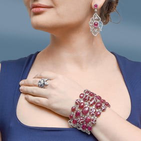 Ruby and Diamond Wide Bracelet