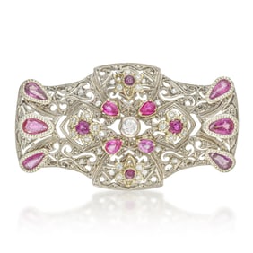 Vintage Diamond and Ruby Pin