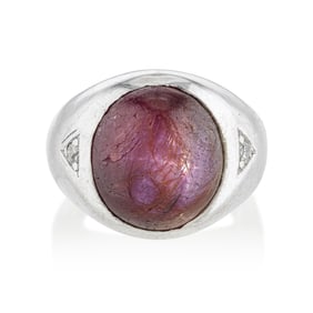 Star Ruby and Diamond Ring