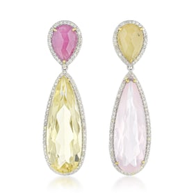 Multi-Gemstone and Diamond Earrings