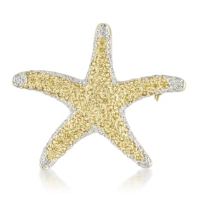 Yellow Sapphire and Diamond Star Brooch