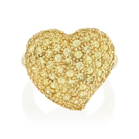 Heart Shape Yellow Sapphire Ring