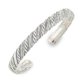 David Yurman Silver Diamond Bangle