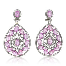 Pink Sapphire and Diamond Earrings