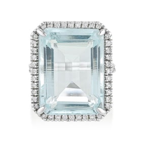 Aquamarine and Diamond Ring