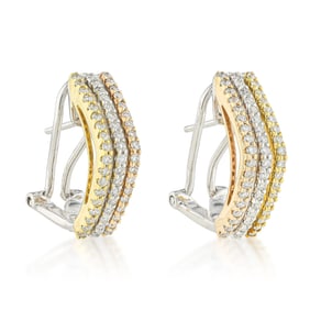 Diamond Tri-Color Gold Earrings